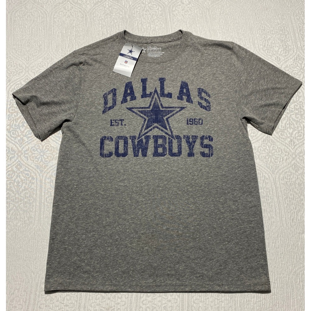 Official Dallas Cowboys NFL Men's T-Shirt L Gray Distressed Logo NWT Football